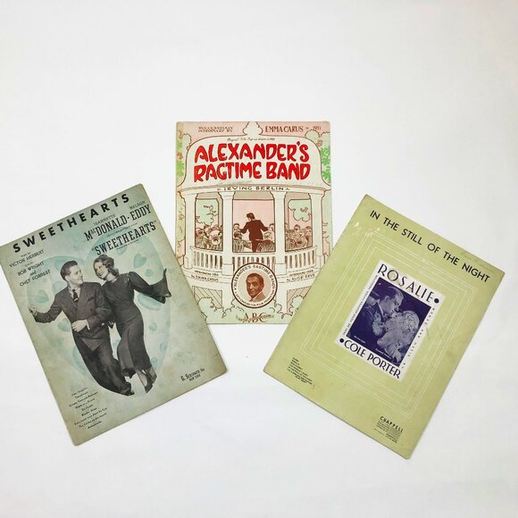 Set of 3 Music Sheets Sweethearts, Ragtime Band, Still of the Night 1930's - Picture 1 of 15